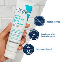 CeraVe Acne Foaming Cream Cleanser – 4% Benzoyl Peroxide Face Wash with Ceramides, Niacinamide & Hyaluronic Acid – 150ml