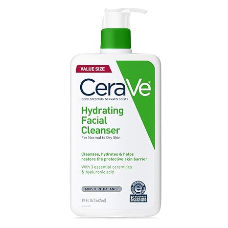 CeraVe Hydrating Facial Cleanser – Moisturizing Face Wash with Hyaluronic Acid, Ceramides & Glycerin – Gentle Cleanser for Normal to Dry Skin, NEA Certified – 12 fl.oz.