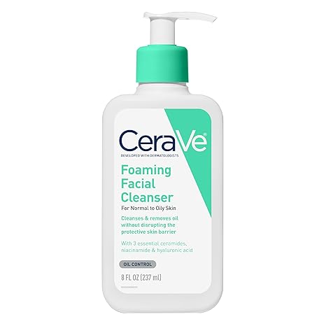 CeraVe Foaming Facial Cleanser – Daily Face Wash with Ceramides, Niacinamide & Hyaluronic Acid – For Normal to Oily Skin, Fragrance-Free – 12 fl.oz.
